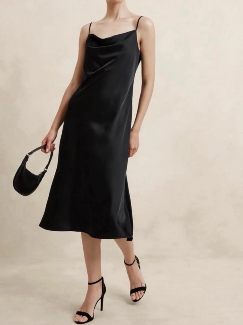Banana Republic Black Satin Petite Dress with Tag